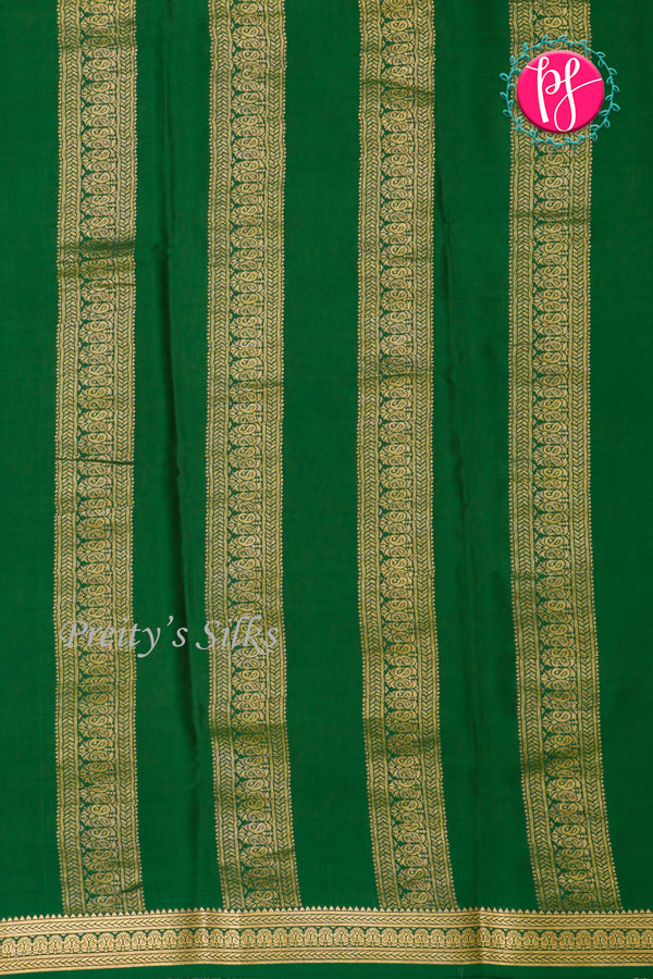 Pure Mysore Crepe Silk Saree-Double checks-Rich Magenta And Green-PA26523