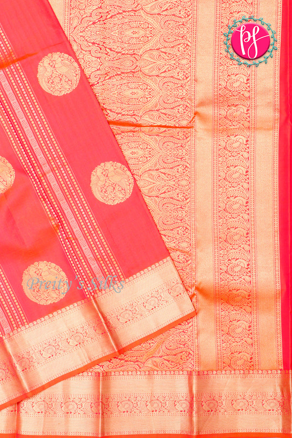 Pure Kanchipuram Silk Saree-Red-PA34466