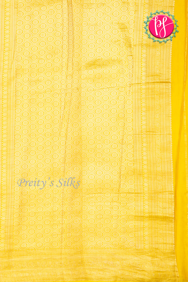 Pure Brocade Designer Crepe Silk Saree-Yellow-PA35819