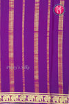 Pure Mysore Crepe Silk Saree-Contrast-Rustorange And Purple-PA19804