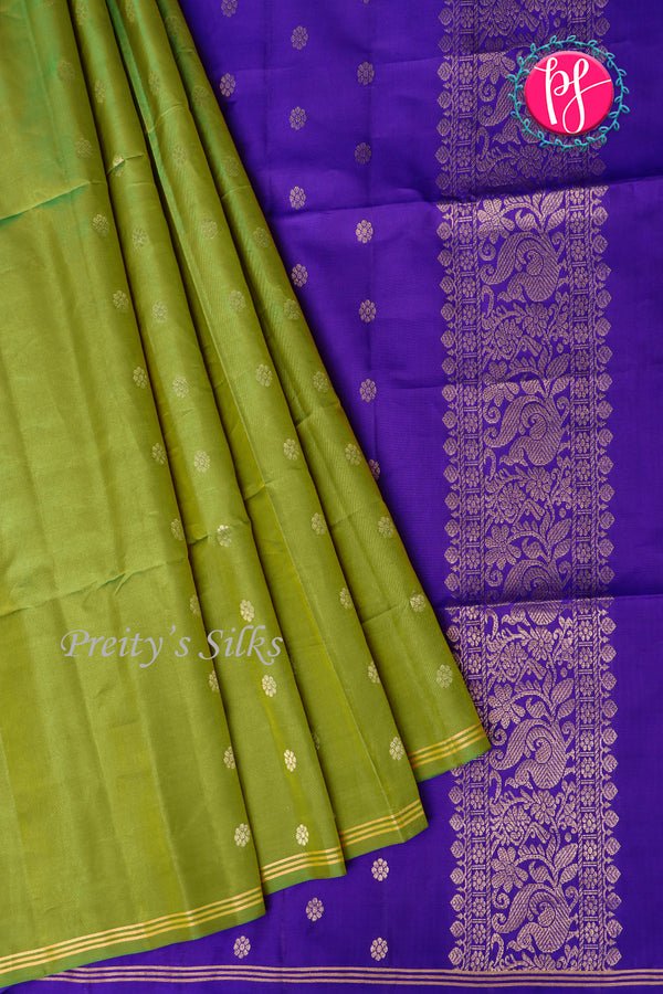 Kanchipuram Soft Silk Saree-Army Green And Royalblue-PA20267