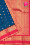Pure Kanchipuram Silk Saree-Peacockblue And Red-PA23514
