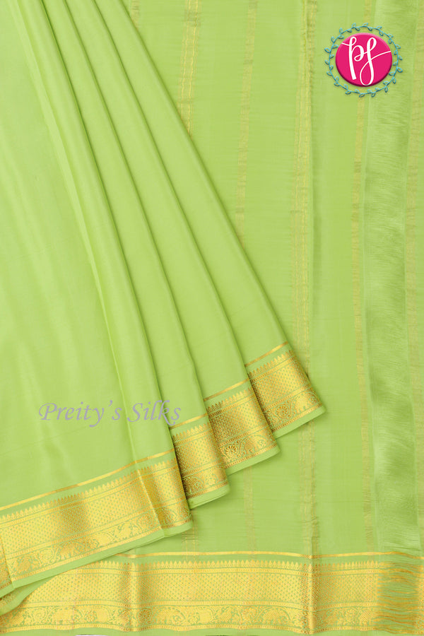 Pure Mysore Crepe Silk Saree -Pistagreen-PA01331