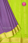 Pure Mysore Crepe Silk Saree -Brinjalvoilet And Green-PF86046