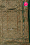 PURE KADDI BANARASI CREPE SILK SAREE-Bottlegreen-PA29680