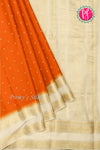 Pure Designer Crepe Silk Saree-Rusty Orange And Halfwhite-PA20827