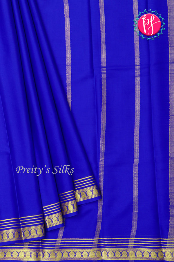Pure Mysore Crepe Silk Saree-Royalblue-PA21845