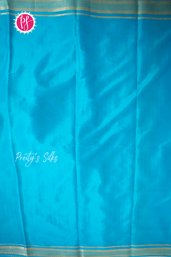 Pure Mysore Crepe Silk Saree-Navyblue And Skyblue-PA57314