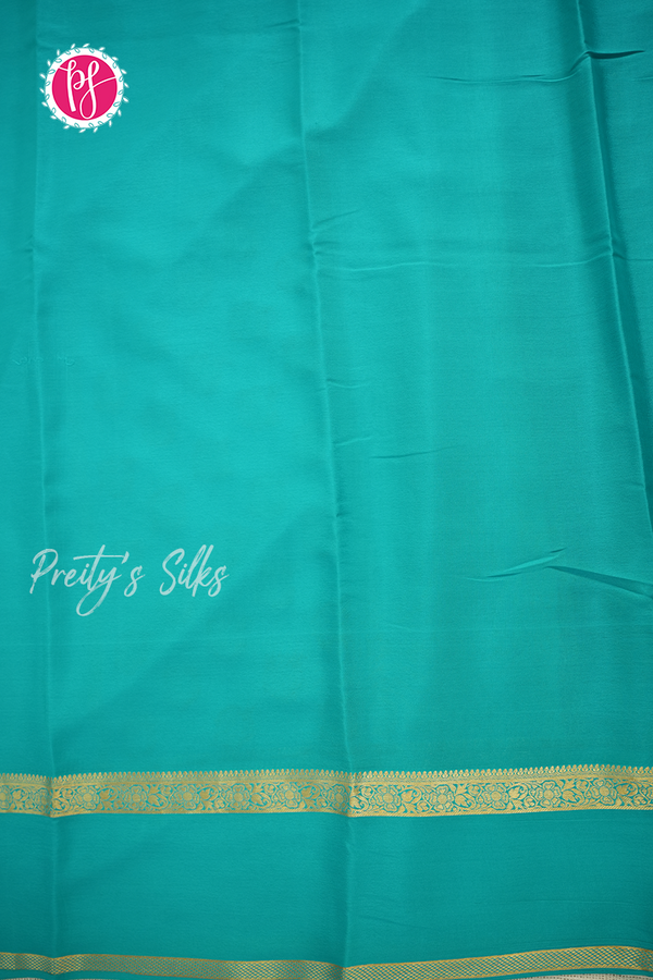Pure Mysore Crepe Silk Saree-Navyblue And Tealblue- PA56316