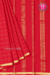 Pure Mysore Crepe Silk Saree (With singlechecks)-Red-PA20527