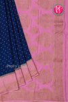 Pure Banarasi Crepe Silk Saree-Navyblue And Babypink-PA22100