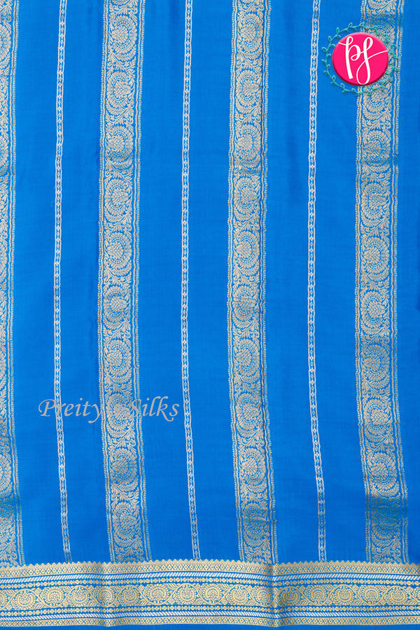 Pure Mysore Crepe Silk Saree-Royalblue And Tealblue-PA46766