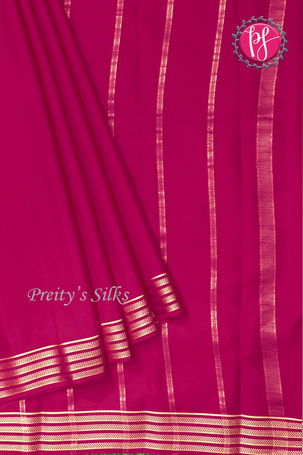 Pure Mysore Crepe Silk Saree -Mejentapink-PA03145