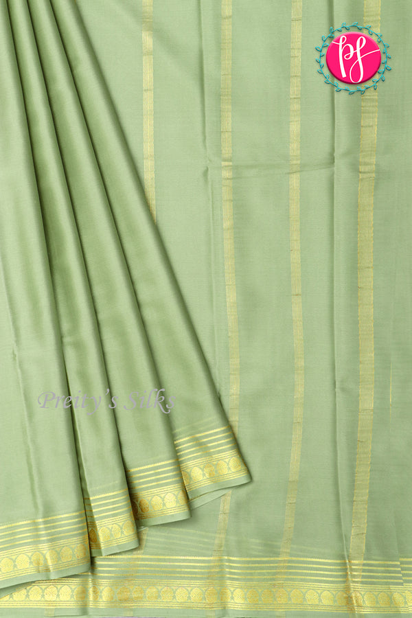 Pure Mysore Crepe Silk Saree-Pastelgreen-PA21845