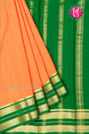 Pure Mysore Crepe Silk Saree-Marigold orange And Green-PA19929