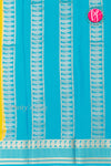 Pure Mysore Crepe Silk Saree-Yellow And Skyblue-PA26566