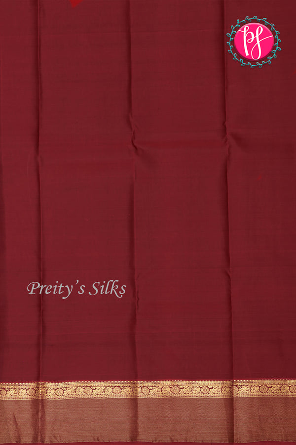 Half pure kanchipuram silk saree - Copper maroon with Brick brown PA25965