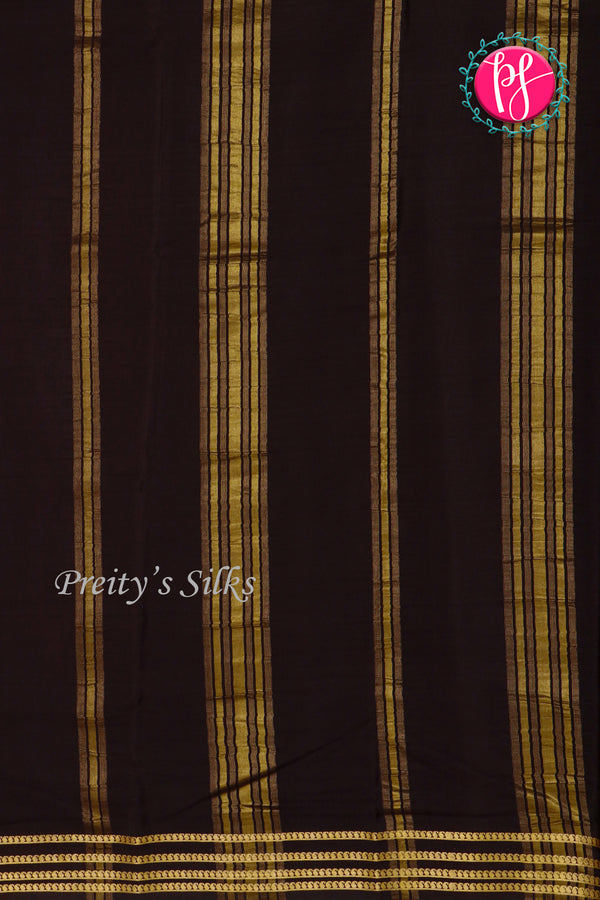 Pure Mysore Crepe Silk Saree-Red And Black-PA19960