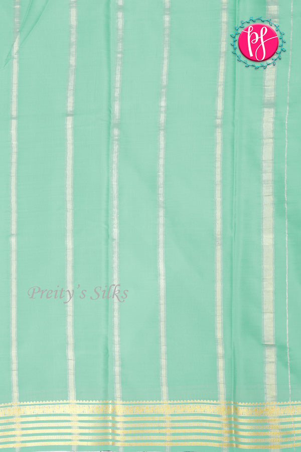 Pure Mysore Crepe Silk Saree-Navyblue And Pale Mint-PA28717