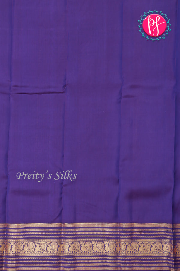 Half Pure Kanchipuram Silk Saree-Purple And Navyblue-PA25960