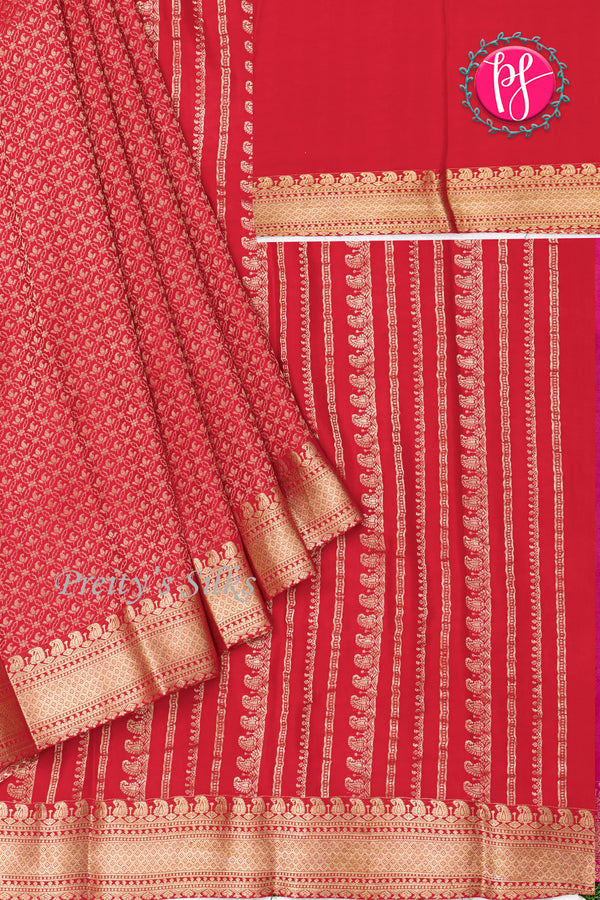 PURE KADDI BANARASI GEORGETTE SILK SAREE-PA23868