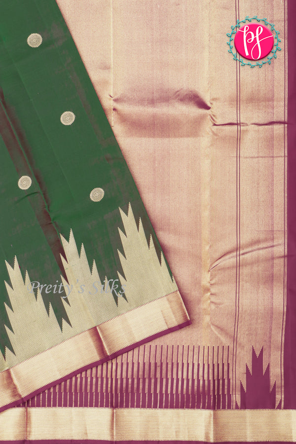Pure Kanchipuram Silk Saree-Green And Mejentapink-PA27247