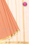 Pure Mysore Crepe Silk Saree -Pastel orange And White-PA09448