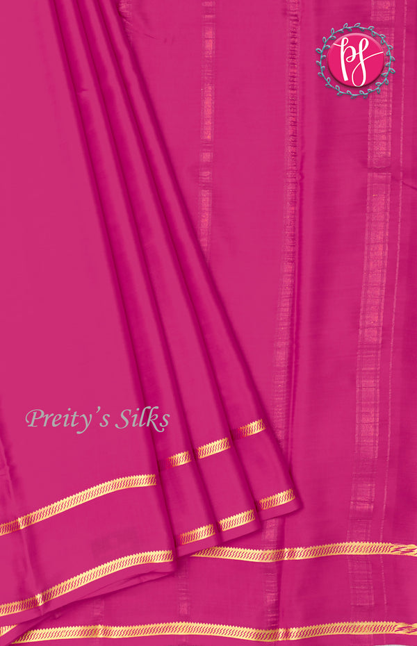 Pure Mysore Crepe Silk Saree With Bentex Border-MejentaPink-PF46791