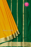 Pure Mysore Crepe Silk Saree -Mustard Yellow And Bottlegreen-PF82724