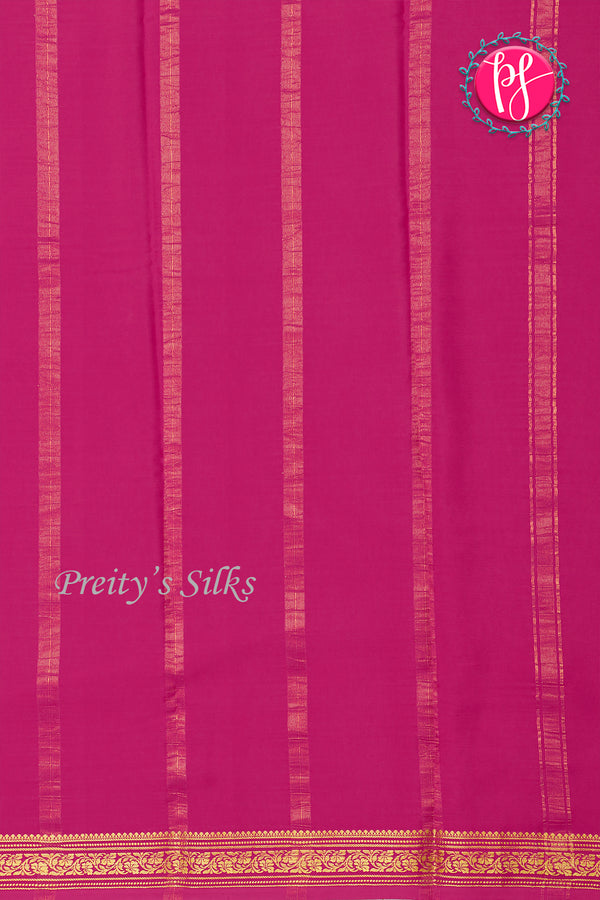 Pure Mysore Crepe Silk Saree-Pistagreen And Pink-PA28638