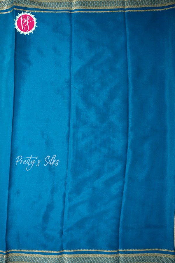 Pure Mysore Crepe Silk Saree-Olivegreen And Tealblue-PA57314