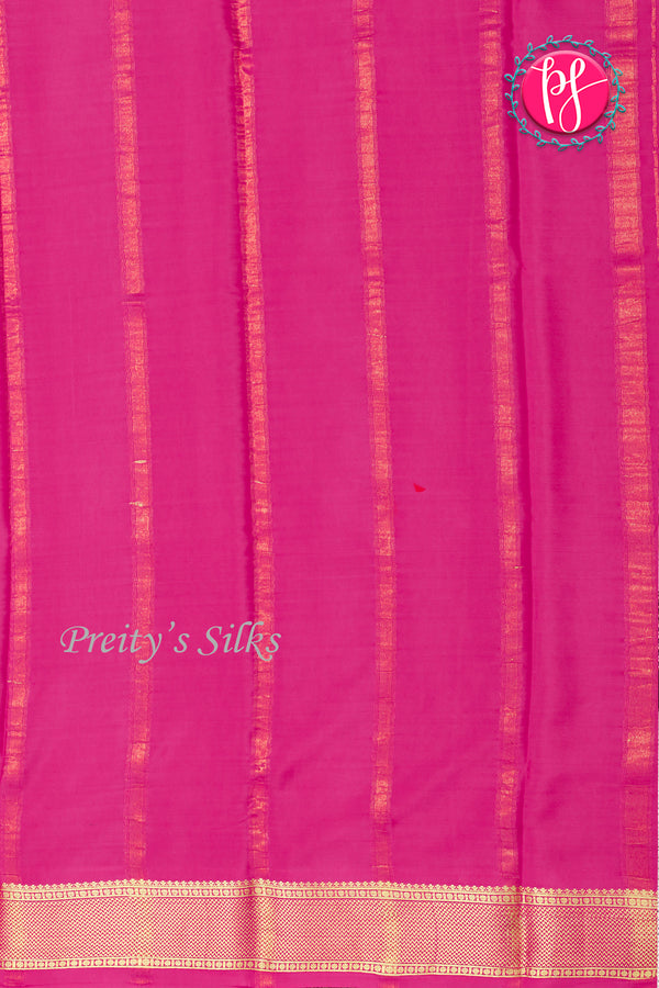 Pure Mysore Crepe Silk Saree-Black And Pink-PA22316