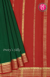 Pure Mysore Crepe Silk Saree-Green And Red-PF66896