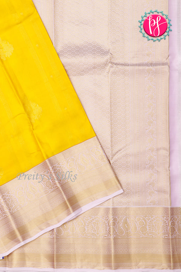 Pure Kanchipuram Silk Saree-Leamomyellow And Lightpink-PA23542