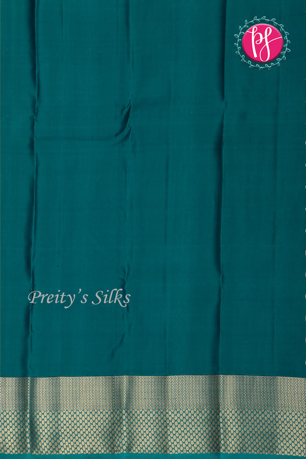 Half Pure Kanchipuram Silk Saree-Yellow And Peacockblue-PF82168