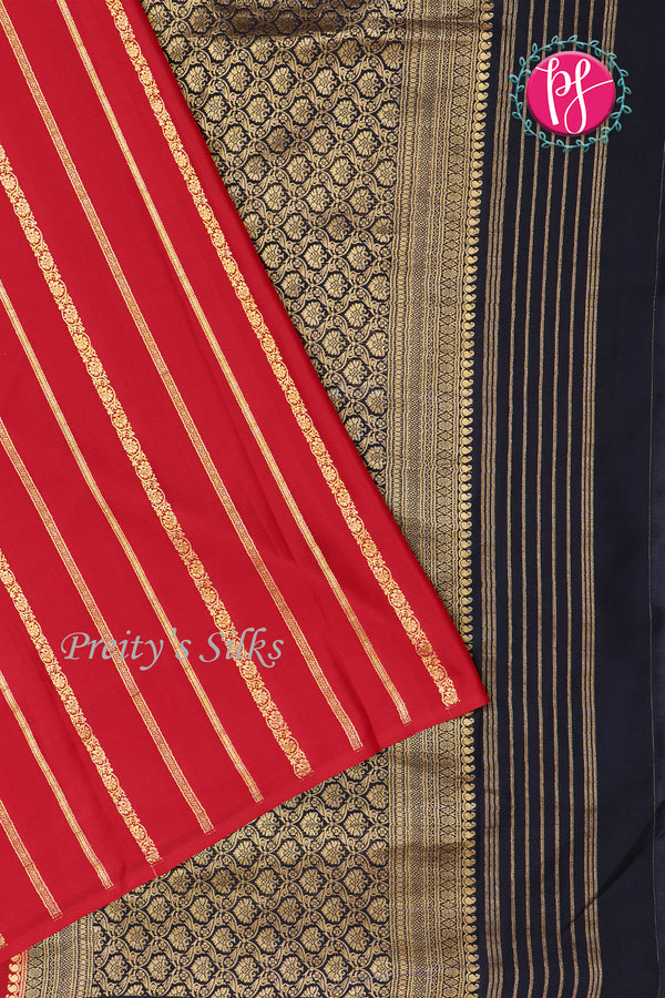 Pure Mysore Crepe Silk Saree Borderless Contrast -PA09550