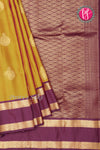 Half Pure Kanchipuram Silk Saree-Honey With Wine-PF81363