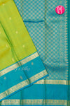 Pure Kanchipuram Silk Saree-Leamongreen And Tealblue-PA26216