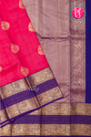 Pure Kanchipuram Silk Saree-Strawberryred And Navyblue-PA23514