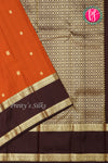 Pure Kanchipuram Silk Saree-Rustorange And Darkmarron-PA26219