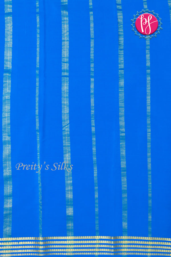 Pure Mysore Crepe Silk Saree-Royalblue and skyblue-PA19960