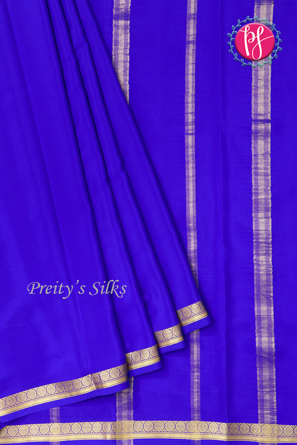 Pure Mysore Crepe Silk Saree -Royalblue-PA11134