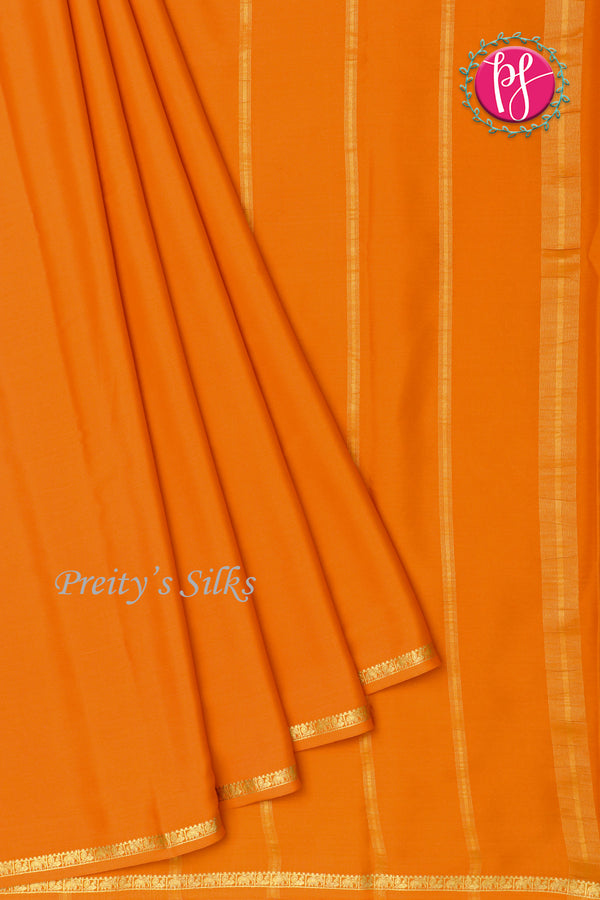 Pure Mysore Crepe Silk Saree -Orange-PF84176