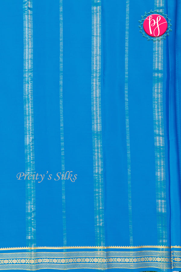 Pure Mysore Crepe Silk Saree -Skyblue-PF46924