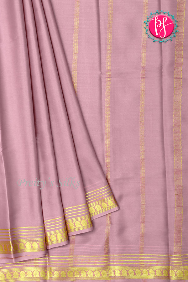Pure Mysore Crepe Silk Saree-Mauve Pink-PA21845