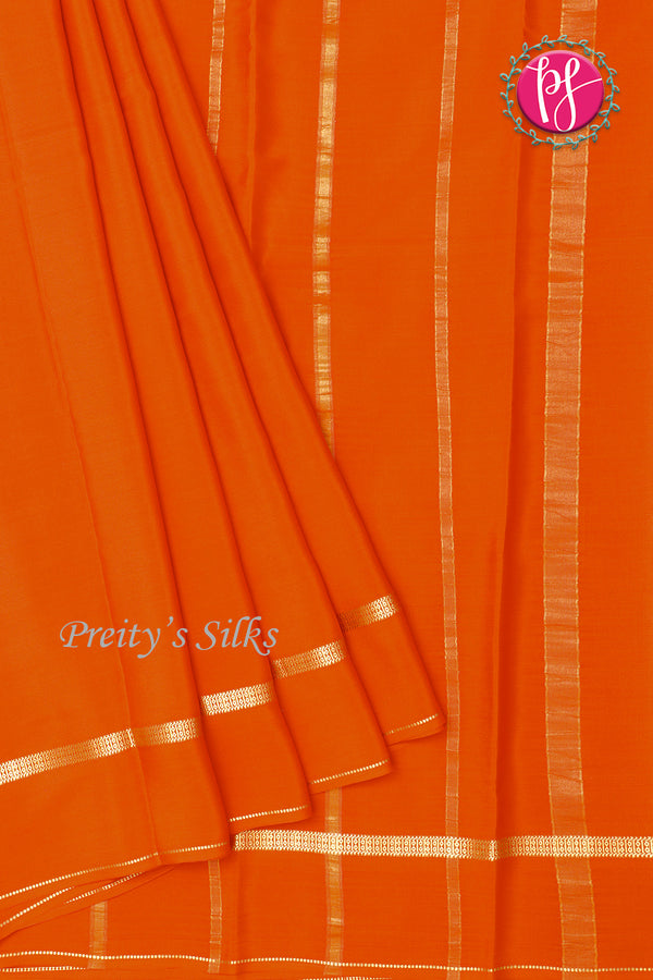 Pure Mysore Crepe Silk Saree-Orange-PA19482