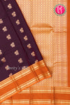 Half Pure Kanchipuram Silk Saree-Dark Plum And Rustorange-PA35211