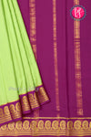 Pure Mysore Crepe Silk Saree-Pistagreen And Deepwine-PA20648