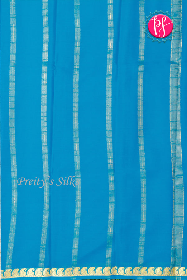Pure Mysore Crepe Silk Saree-Tealblue-PA21766