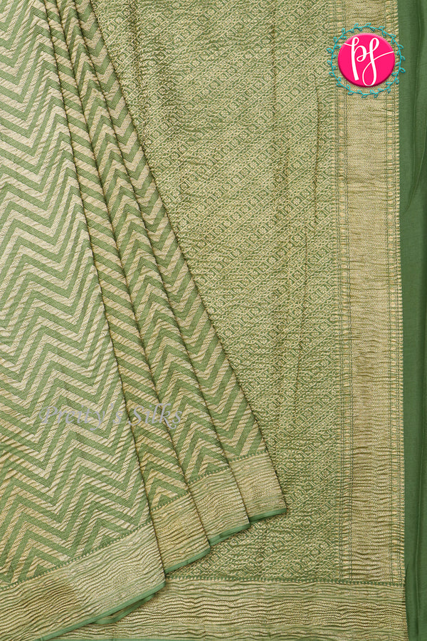 PURE KADDI BANARASI GEORGETTE SILK SAREE-Pastelgreen-PA23860